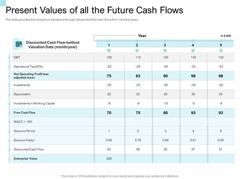 Convertible Market Notes Present Values Of All The Future Cash Flows Ppt Infographic Template