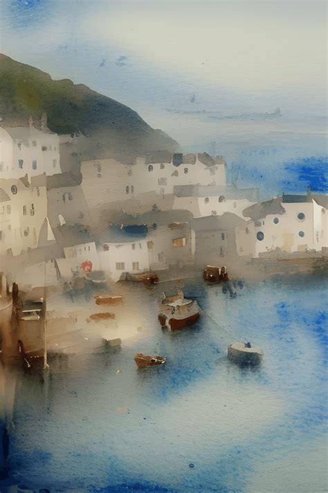 Beautiful Loose Subtle Watercolour Painting Of Mevagissey Cornwall