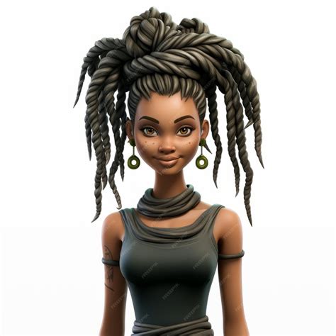 Premium Photo 3d Cartoon Female Character With Dreadlock Updo