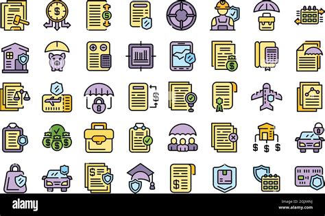 Liability Icons Set Outline Set Of Liability Vector Icons Thin Line