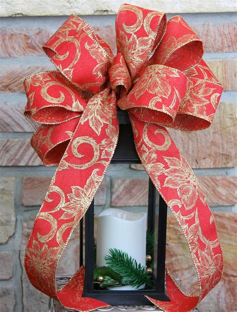 Christmas Bow Lantern Bow Holiday Bow Wreath Bow Christmas Decor