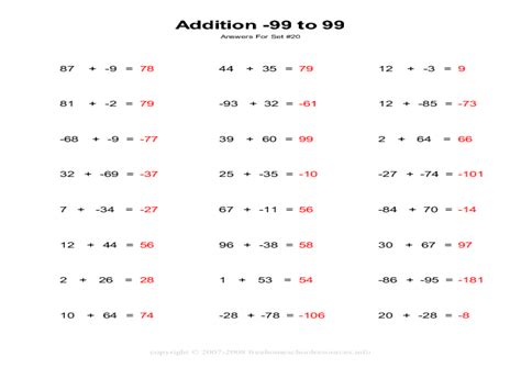 Adding Integers With Different Signs Worksheets Printable Computer Tools