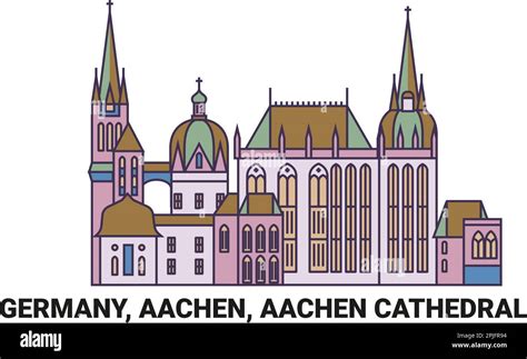 Germany, Aachen, Aachen Cathedral travel landmark vector illustration ...