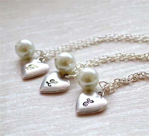 Set Of 6 Personalized Bridesmaids Necklaces Set Of Six Bridesmaids