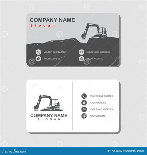 Excavator And Business Card Vector Template Stock Vector Illustration