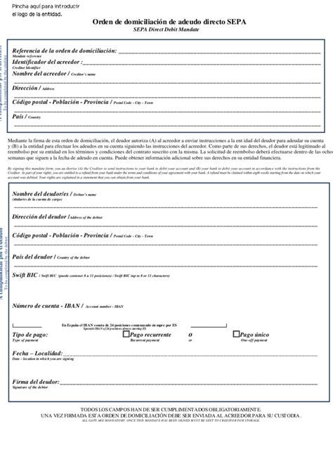 Orden De Domiciliaci N De Adeudo Directo Sepa Consultor A Ambiental Aspra