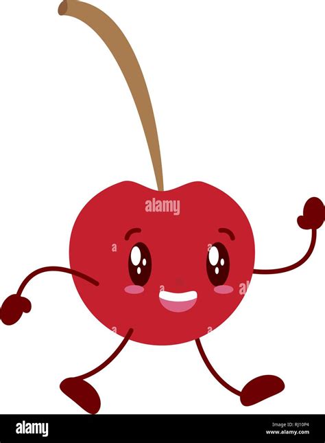 kawaii cherry cartoon character stock vector image art alamy