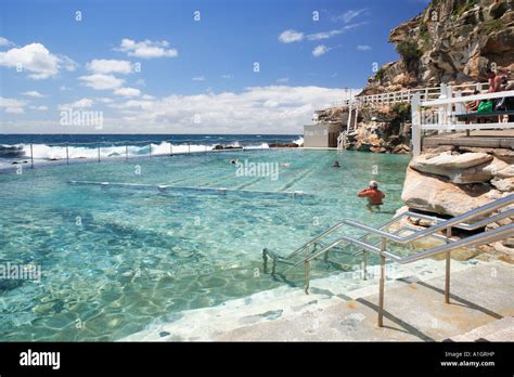 Popular Bronte Beach And Salt Water Baths Detail With Swimmers In The