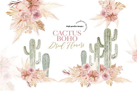 Cactus Pink Floral Pampas Grass Clipart Graphic By Sunflowerlove · Creative Fabrica