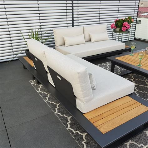 Cannes Grau Anthrazit Teak Gartenmöbel Gartenlounge Outdoorlounge