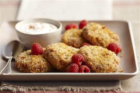 Sweet Potato Cakes With Raspberries And Honey Sour Cream