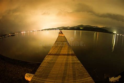 Pier of Lake Yamanaka of Night Stock Photo - Image of landscape, mountain: 153208186