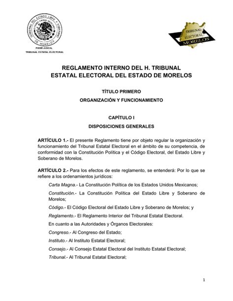 Reglamento Interno Del H Tribunal Estatal