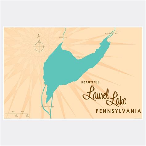 Laurel Lake Pennsylvania Lake House Décor Cabin Art Custom Map Ts