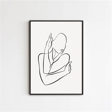 Self Love Art Print Woman One Line Drawing Feminine Poster Etsy