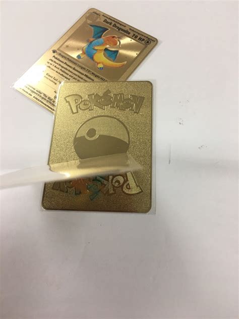 Dark Dragonite Custom Gold Metal Pokémon Card Shadowless Etsy