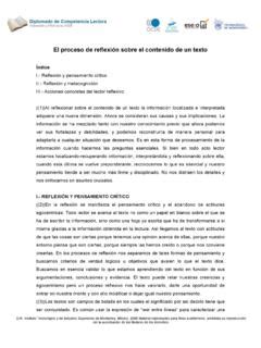 El proceso de reflexión sobre el contenido de un texto el proceso de