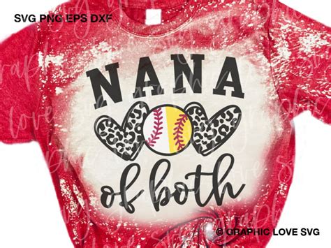 Nana Of Both Svg Baseball And Softball Nana Svg Leopard Etsy