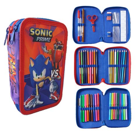 Sonic Pencil Case Kids Sonic The Hedgehog Filled Pencil Case 3 Layers