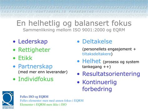 Ppt Kvalitetsutmerkelsen Eqrm Og Europeisk F U Prosjekt Powerpoint