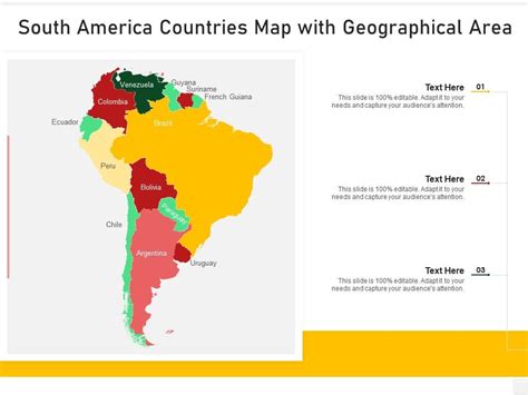 South America Countries Map With Geographical Area Presentation