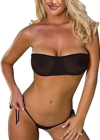 Amazon SHERRYLO Sheer Bikini See Through Bikinis Bandeau Top Mini