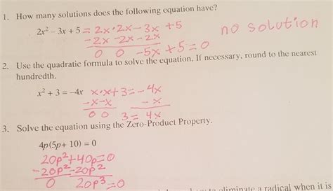 1 How Many Solutions Does The Following Equation Have2x2 3x 5 2x2 3x 5no Solution