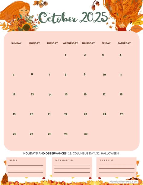 October 2025 Calendar (52 Free PDF Printables)