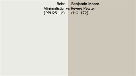 Behr Minimalistic Ppu Vs Benjamin Moore Revere Pewter Hc