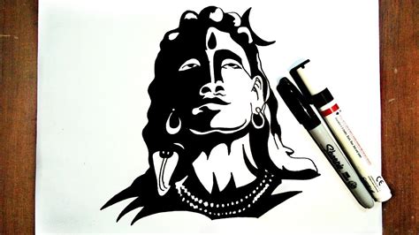 How To Draw The Sketch Of Lord Shiva Adiyogi Mahadev Drawing