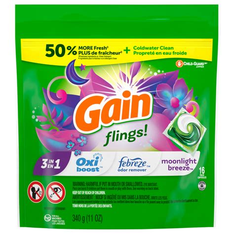 Save On Gain Flings In Laundry Detergent Pacs Moonlight Breeze