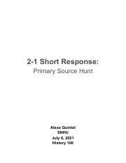 Hist Primarysourcehunt Pdf Short Response Primary Source Hunt