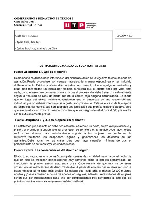 S17 s1y S2 Esquema examen final marzo 2021 COMPRENSIÓN Y REDACCIÓN