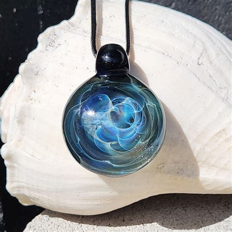 Blown Glass Pendant Necklace Galaxy Glass Pendant Trippy Glass Pendant Heady Glass Pendant