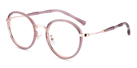 Lilac Round Purple Eyeglasses With Bamboo Shaped Temple Arms Zinff Optical