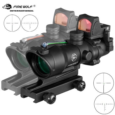 Fire Wolf Acog 4x32 Tactical Optic Scope Rifle Scope Red Green Reticle