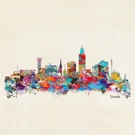 Lincoln Nebraska Skyline Painting by Bri Buckley