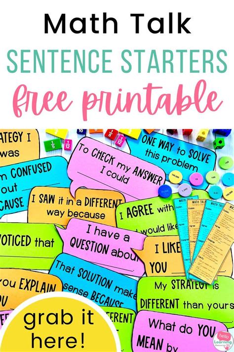 Free Math Talk Speech Bubbles For Discussion Sentence Starters Math Talk Upper Elementary