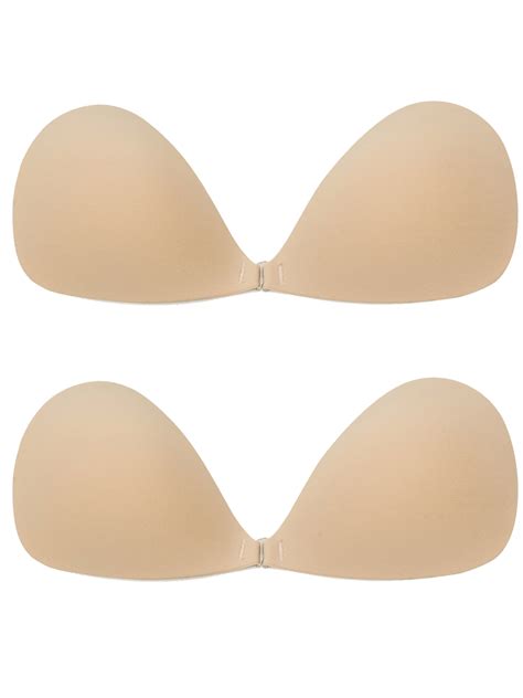 YouLoveIt 2 Pack Strapless Push Up Silicon Adhesive Invisible Nude Bra