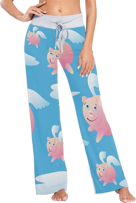 Pajama Pants For Women Flying Pig White Cloud Sleep Pants Women Soft