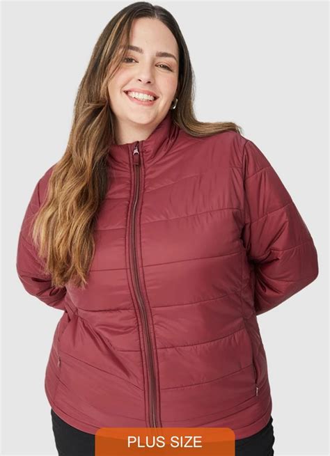 Jaqueta Feminina Puffer Plus Bordô Malwee Adulto