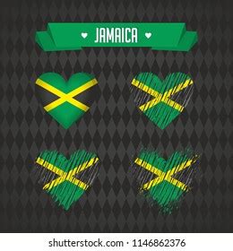 Jamaica Collection Four Vector Hearts Flag Stock Vector Royalty Free