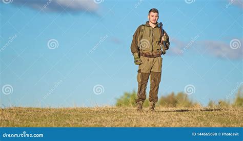 Guy Hunting Nature Environment Hunting Weapon Gun Or Rifle Hunting