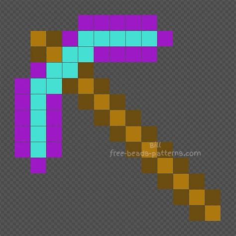 Minecraft Diamond Pickaxe Pixel Art