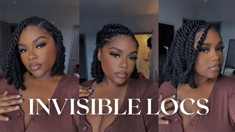 Trendy Invisible Locs Bob Two Strand Twists Medium Size No Crochet Method Youtube