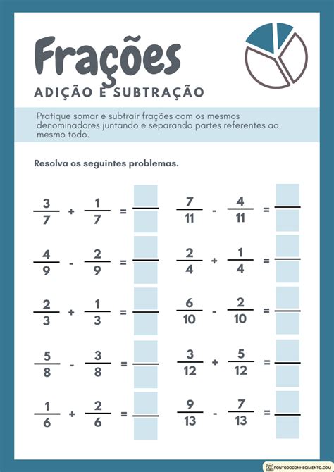 Atividades de somar e subtrair frações gabarito Ponto do Conhecimento