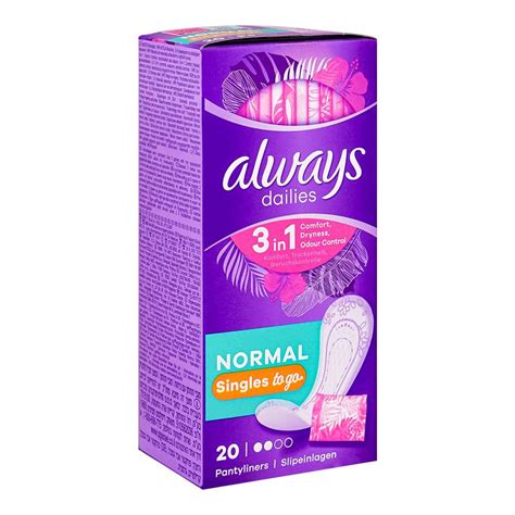 Buy Always Dailies Singles Pantyliners Normal 20 Pack Online At