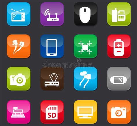 Computer Elektronisches Gerät Fernsehen Und Medien Vector Ikonen