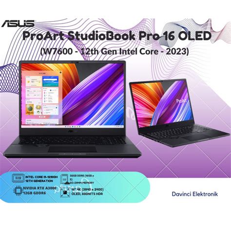 Jual ASUS PROART STUDIOBOOK PRO 16 OLED W7600 I9 12900H 32GB 2TB RTX