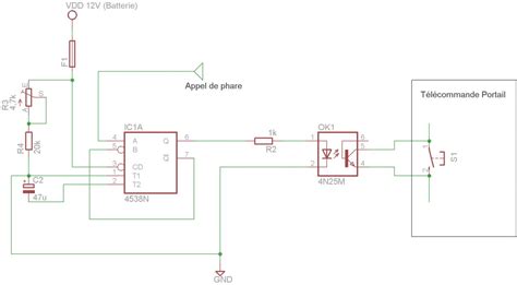 Commande portail par appel de phare schéma électronique